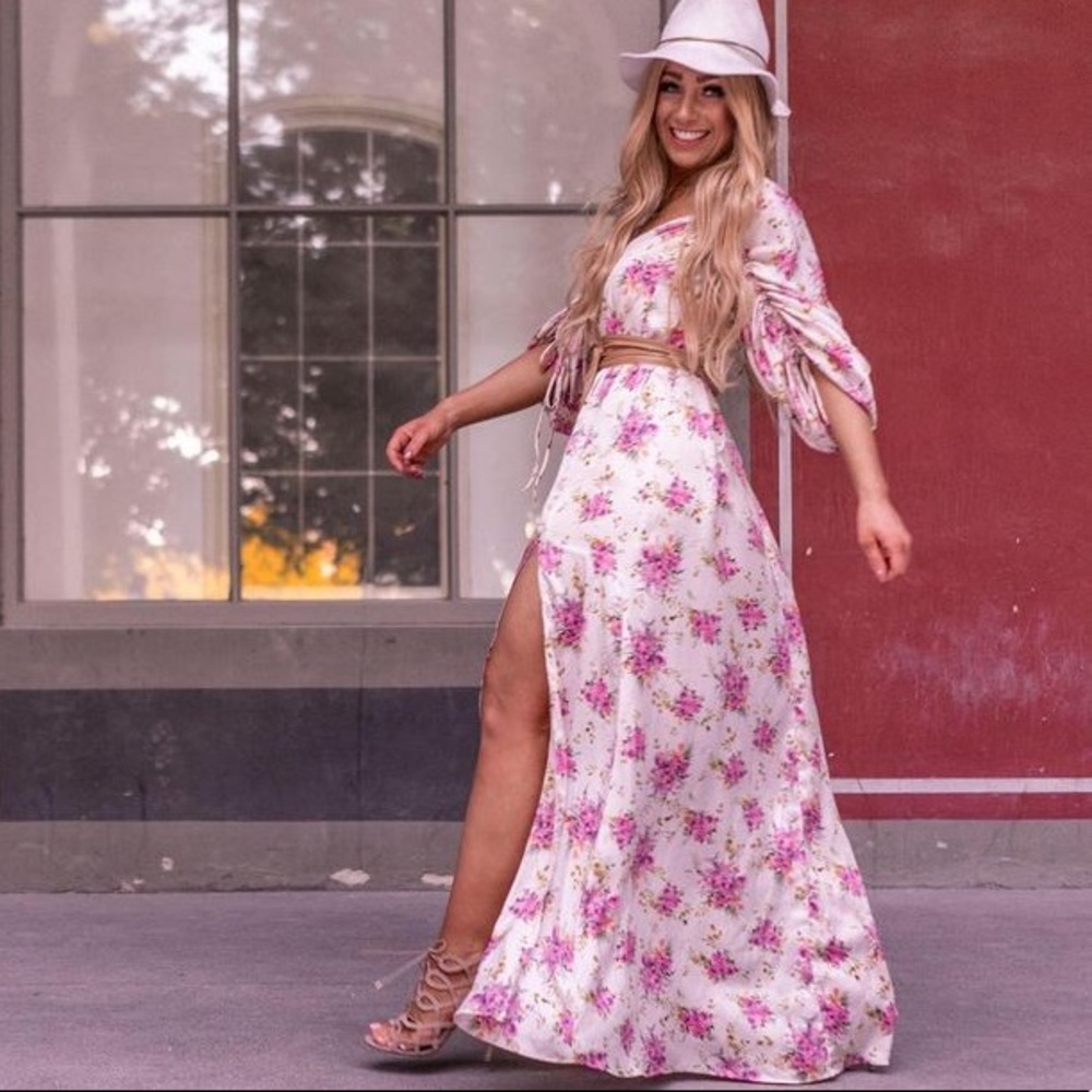 MANGO rushed maxi floral dress bloggers favorite zara competitor brand - Picture 2 of 16